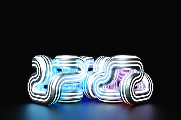 Фото Абстрактная динамическая форма с освещенными гладкими краями по бокам 3d иллюстрация и рендеринг элегантный фон линии