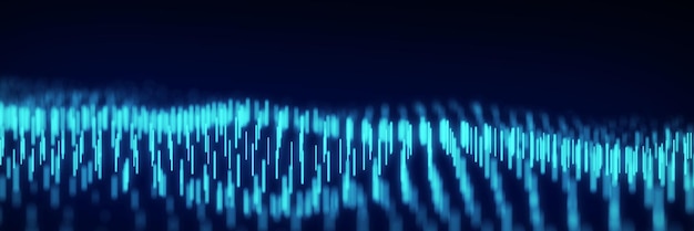 Photo abstract dynamic wave flow of vertical blue glow lines on a dark background digital wave background concept big data visualization 3d rendering