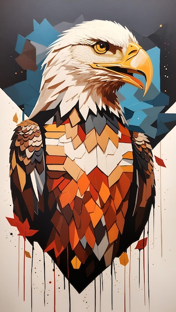 Foto abstract eagle artwork geometric acrylic animal painting colorful background digital design wall art