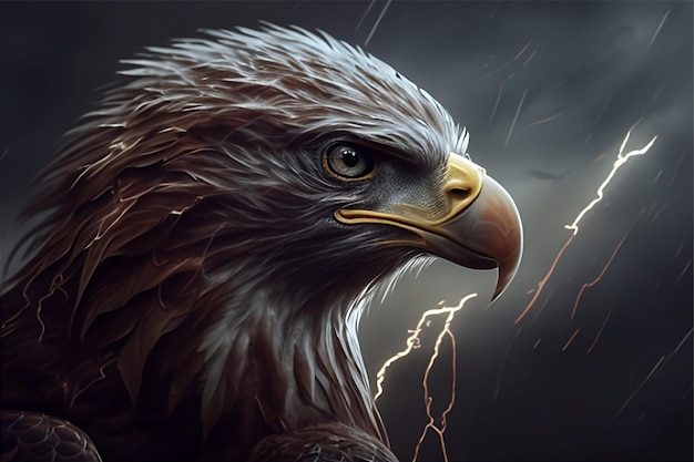 Abstract eagle with thunder effect, digital art, wallpaper, with generative ai technology