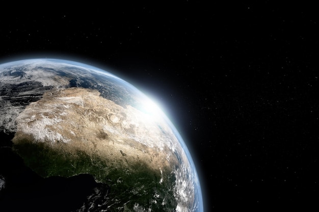 Abstract Earth in space galaxy 3d rendering Elements of this image furnished by NASA