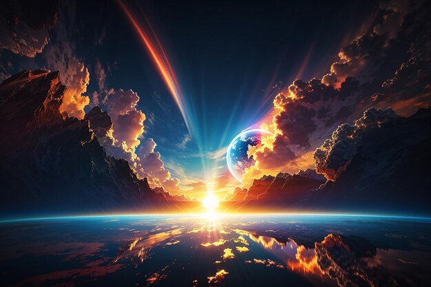 Abstract earth sunrise light effect