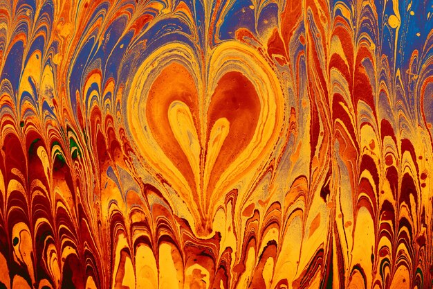 Абстрактный фон мраморной живописи Эбру с узорами сердца