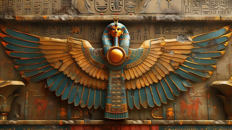 Photo abstract egyptian background featuring iconic hieroglyphs pyramids and ancient motifs in a modern interpretation