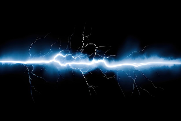 Photo abstract electric lightning with black background