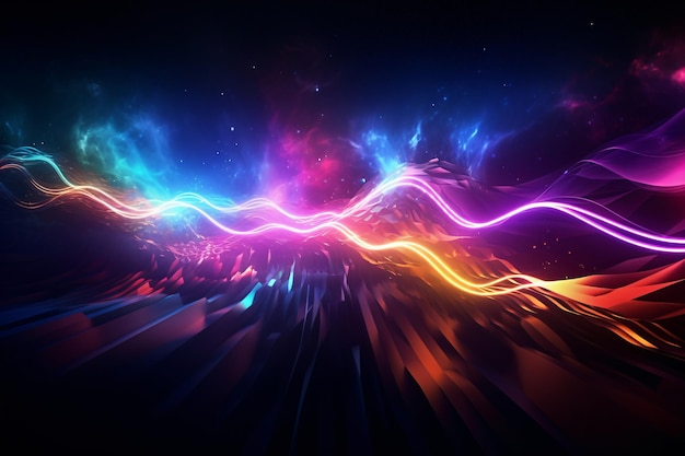 Abstract electric spectrum neon sound wave background for music