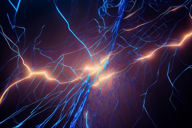 Abstract electrical background energetic discharge of lightning Generative AI