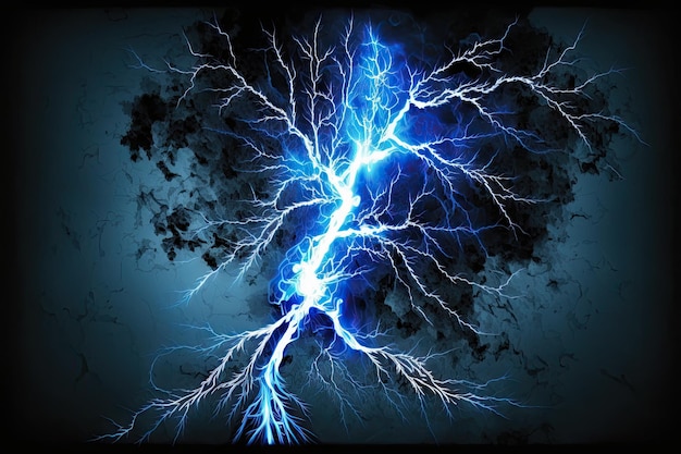 Абстрактный электрический фон с синей электрической молнией