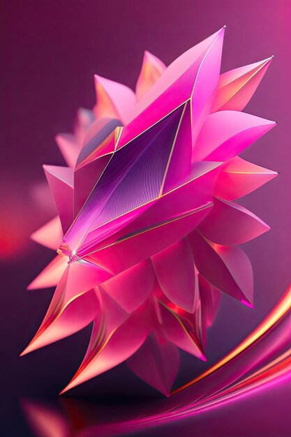 Abstract elegant glowing pink crystal shapes fantasy geometric fractal background