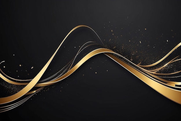 抽象的なエレガントな金色の線 黒い背景の対角的なシーン プレミアム賞のデザインのテンプレート