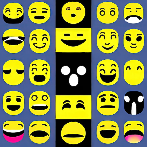 Abstract emoticons creative illustrations of happiness and joyxa