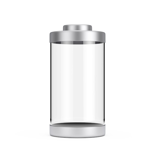 Abstract Empty Glass Battery with Metal Caps 3d Rendering