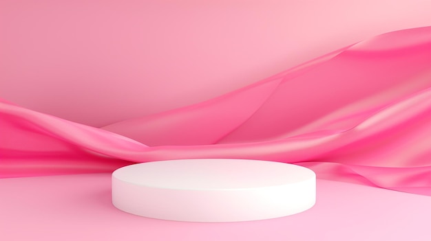 Abstract empty pink background with white base Scene for advertising cosmetic ads Generative Ai