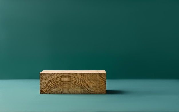 製品をデモンストレーションするための抽象的な空の表彰台木製の幾何学的形状の緑の背景テンプレート