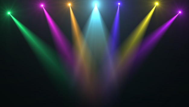 Photo abstract of empty stage with colorful spotlights