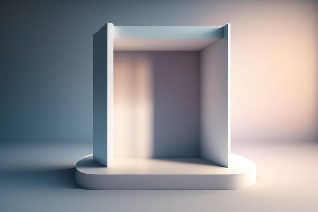 Abstract empty white podium on pastel background with shadow