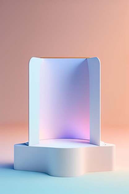 Abstract empty white podium on pastel background with shadow