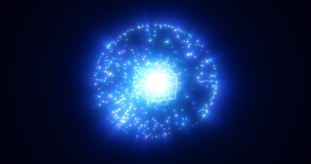 抽象的なエネルギー 魔法 青い球 球 原子 丸い分子 輝く明るい電気でできています