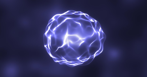 abstract energy round sphere glowing with particle waves hitech digital magic abstract background
