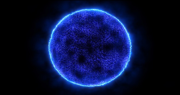 Abstract energy sphere round planet star futuristic cosmic blue beautiful glowing magic