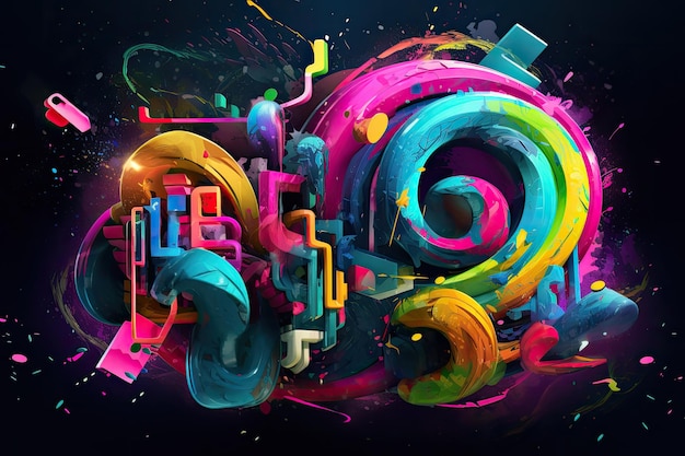 Abstract esport Typografie muziek en levendige kleuren in harmonie generatieve IA
