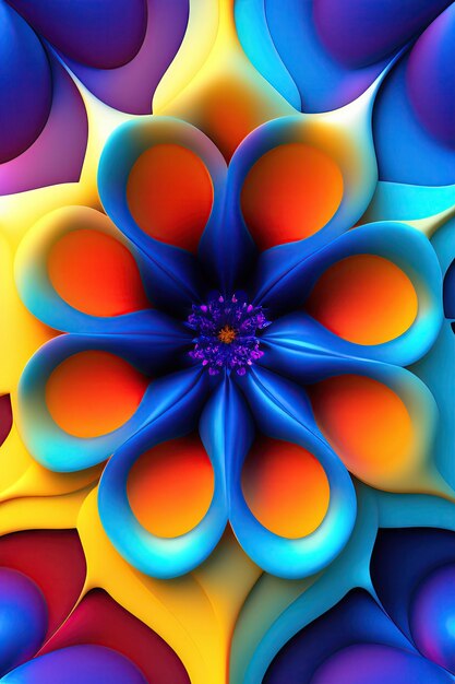 Abstract exotic blue flower fantastic fractal shapes background holiday wallpaper