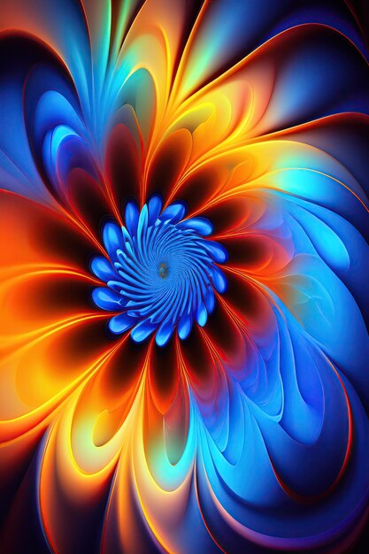 Abstract exotic blue flower fantastic glowing shapes background holiday wallpaper