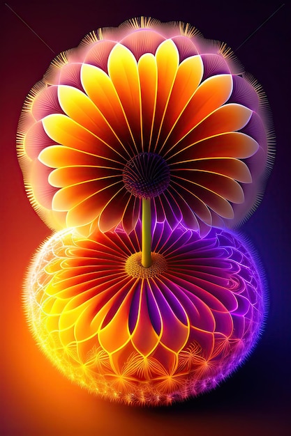 Abstract exotic flower fractal dandelion fantasy light background digital fractal art