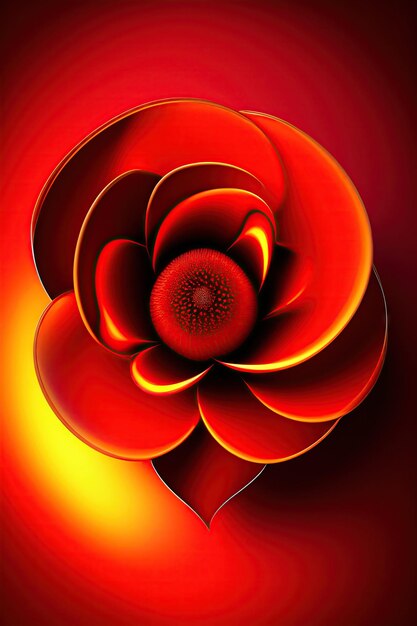 Abstract exotic red fractal flower digital fractal art 3d rendering