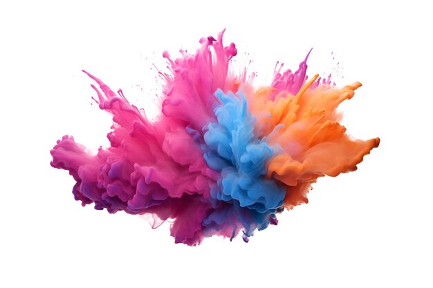 Abstract explosion of colored powder colorful paint splashes element for design isolated on white and transparent background ai generate