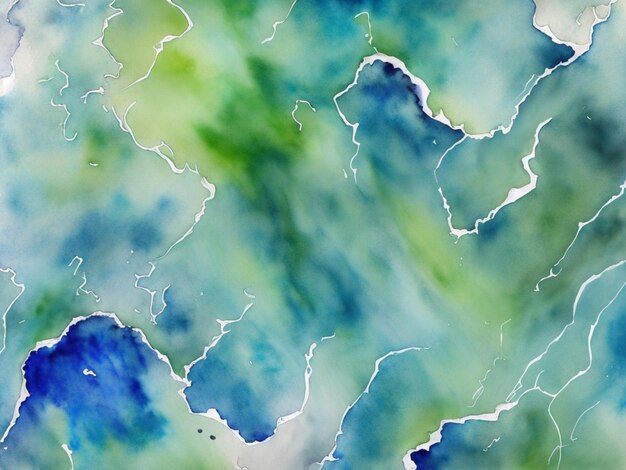 Abstract Expressionism Blue Green and White Watercolor