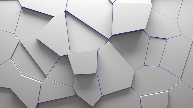 Abstract extruded voronoi blocks background Minimal light clean corporate wall 3D geometric surface