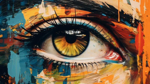 Photo abstract eye painting inspired by erik jones and patrice murciano