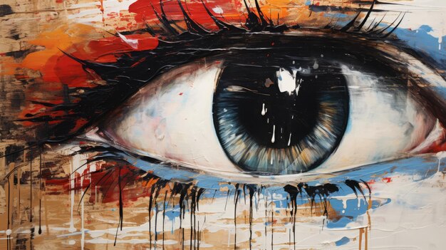 Abstract Eye Painting With Dripping Paint Erik Jones Style