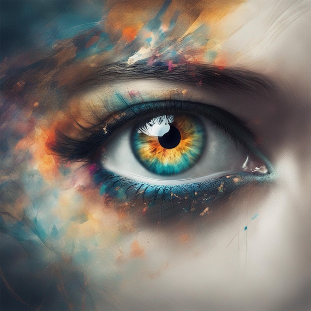 Abstract eye portrait of young women elegance ai generated