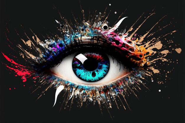 Abstract eye watercolor splash art beautiful graphic design