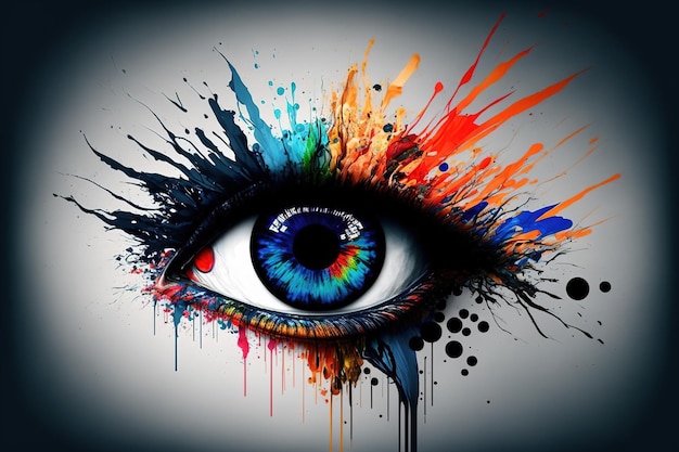 Abstract eye watercolor splash art beautiful graphic design