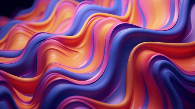 Abstract fabric and wave render on a black background for design wallpaper or backdrop colourful