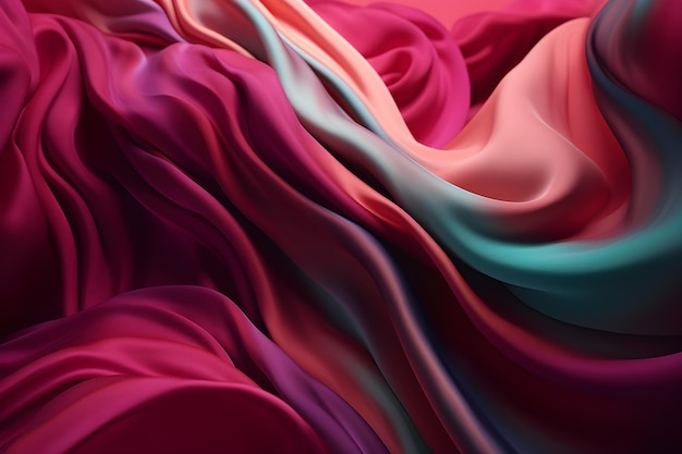 Abstract fabric wave silk smooth majenta colours background generations ai