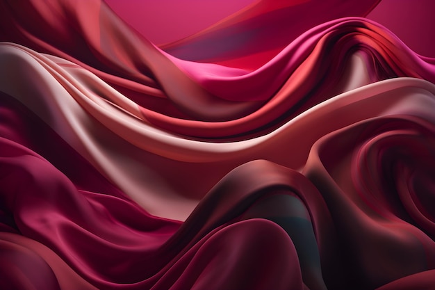 Abstract fabric wave silk smooth majenta colours background generations ai