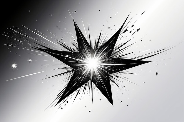 Abstract Falling Star Vector Black Shooting Star with Elegant Star Trail on White Background Meteoroid Comet Asteroid Stars
