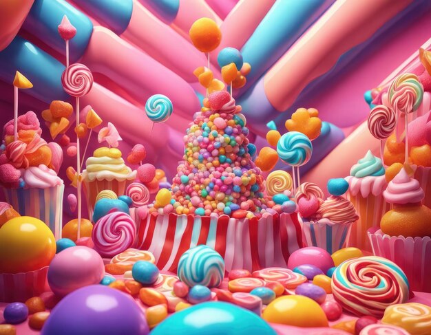 Photo abstract and fantastic background of colorful candies