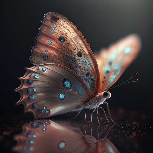 Abstract fantasy colorful butterfly background created with Generative AI technology