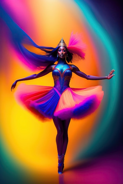 Abstract fantasy dancer Exotic dancer spins and twirls