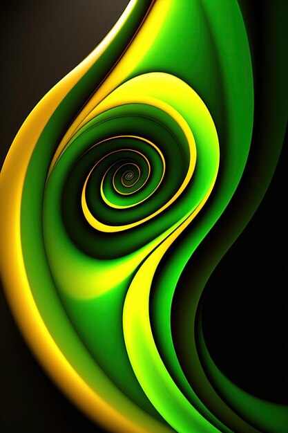 Abstract fantasy green and yellow swirls of fractal shapes Fantastic fractal background