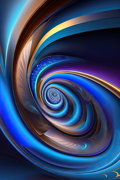 青いフラクタル形状の抽象的なファンタジー渦巻き幻想的なフラクタル背景デジタル フラクタル アート