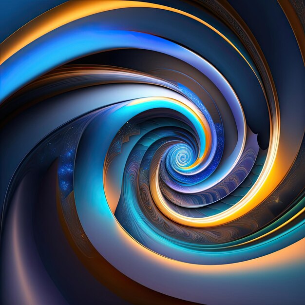 Abstract fantasy swirls of blue fractal shapes Fantastic fractal background Digital fractal art