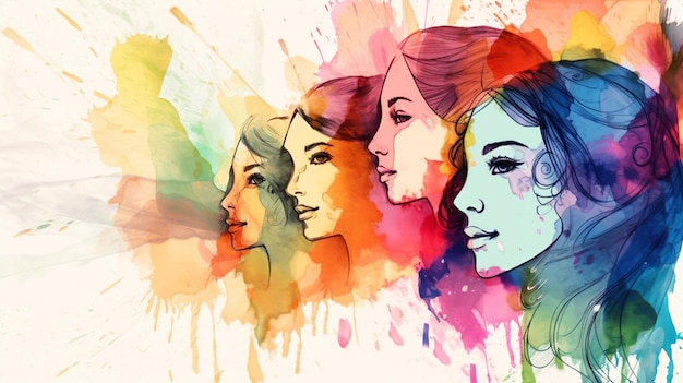 Abstract fashion watercolor illustration of person