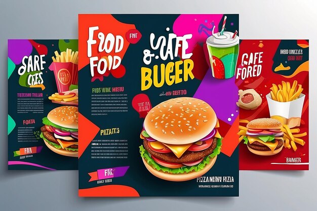 Abstract Fast Food Flyer Design Template koken café en restaurant menu eten bestellen van junk food