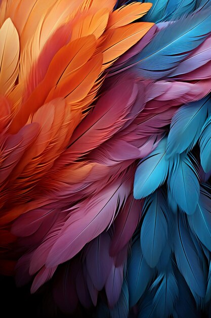 Abstract feather pattern texture cool color AI generative